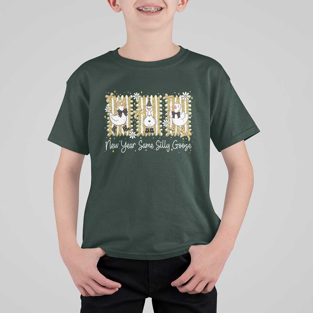 Funny New Year Same Silly Goose T Shirt For Kid New Year Eve Goose Squad Faux Glitter - Wonder Print Shop