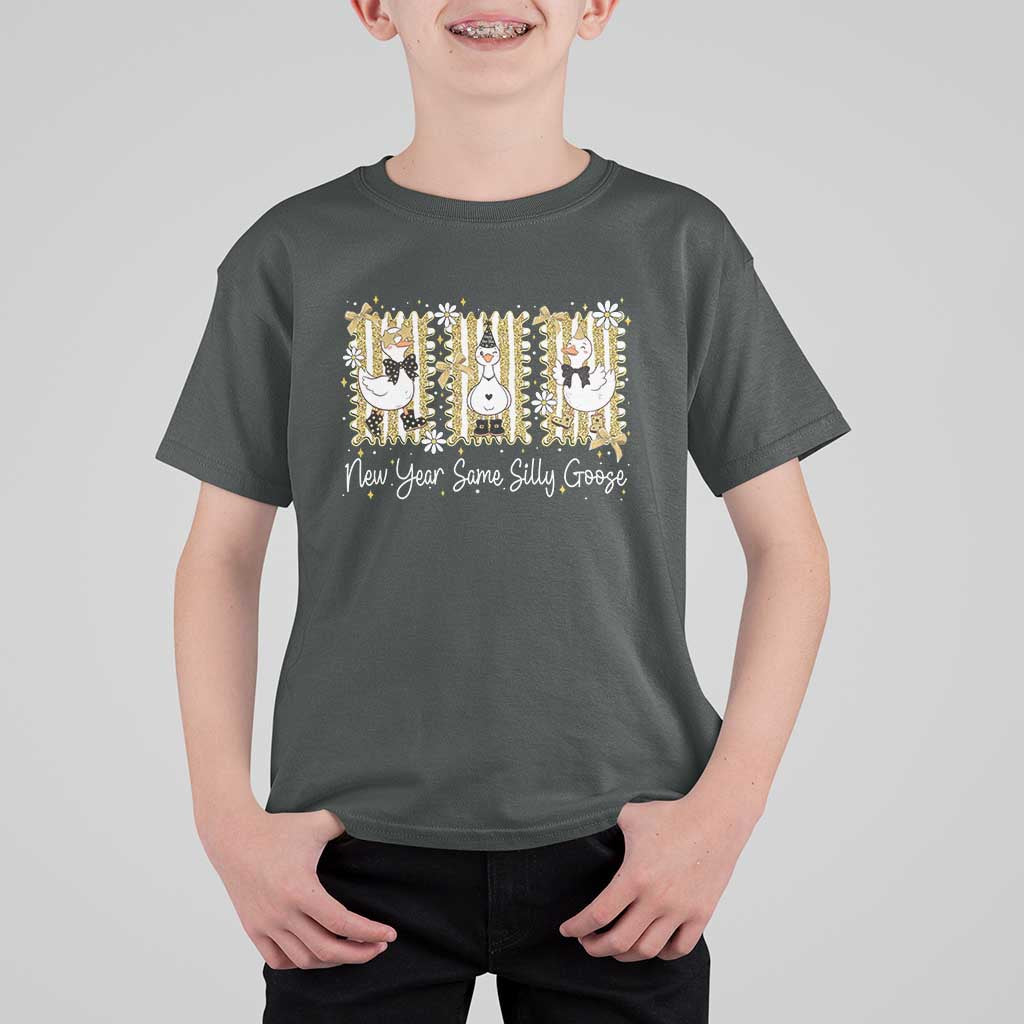 Funny New Year Same Silly Goose T Shirt For Kid New Year Eve Goose Squad Faux Glitter - Wonder Print Shop