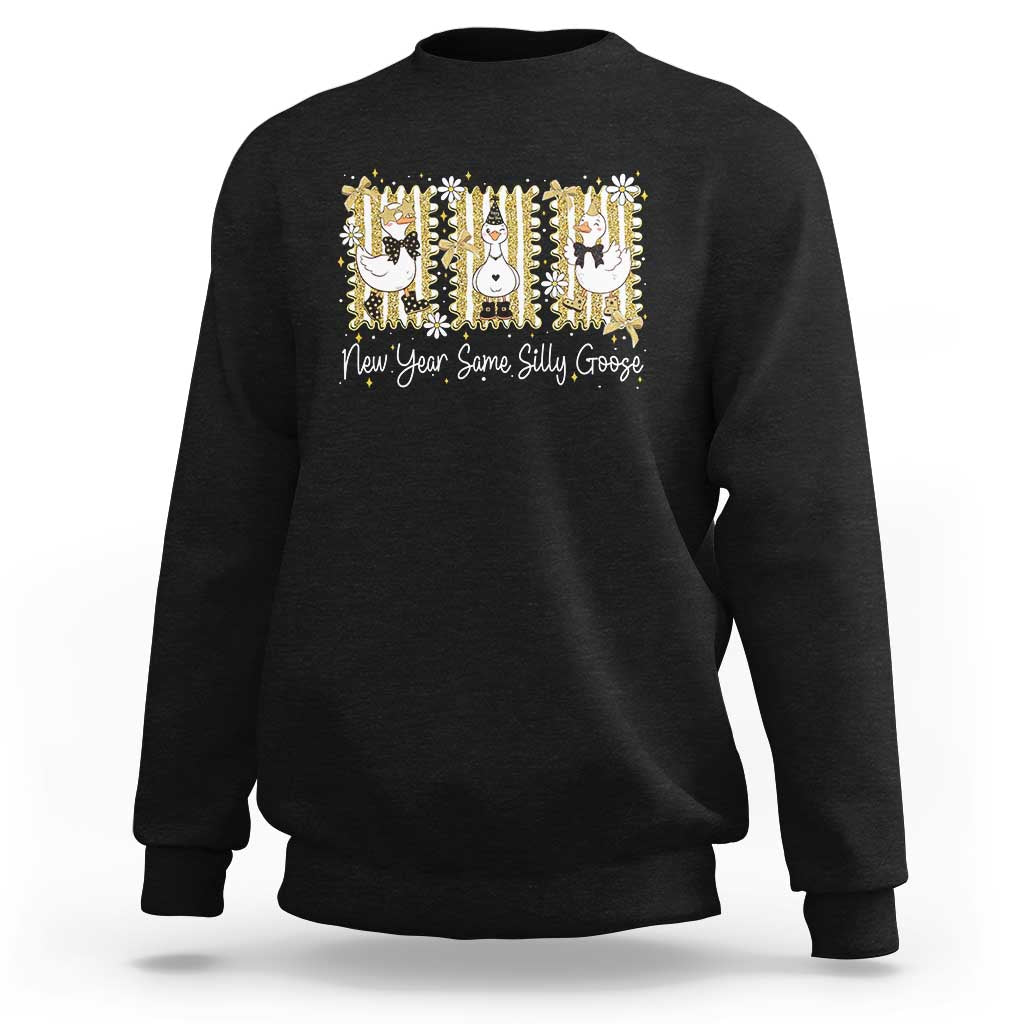 Funny New Year Same Silly Goose Sweatshirt New Year Eve Goose Squad Faux Glitter - Wonder Print Shop