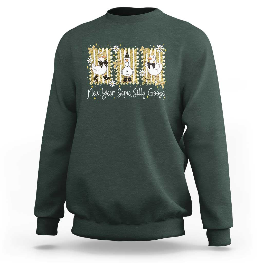 Funny New Year Same Silly Goose Sweatshirt New Year Eve Goose Squad Faux Glitter - Wonder Print Shop