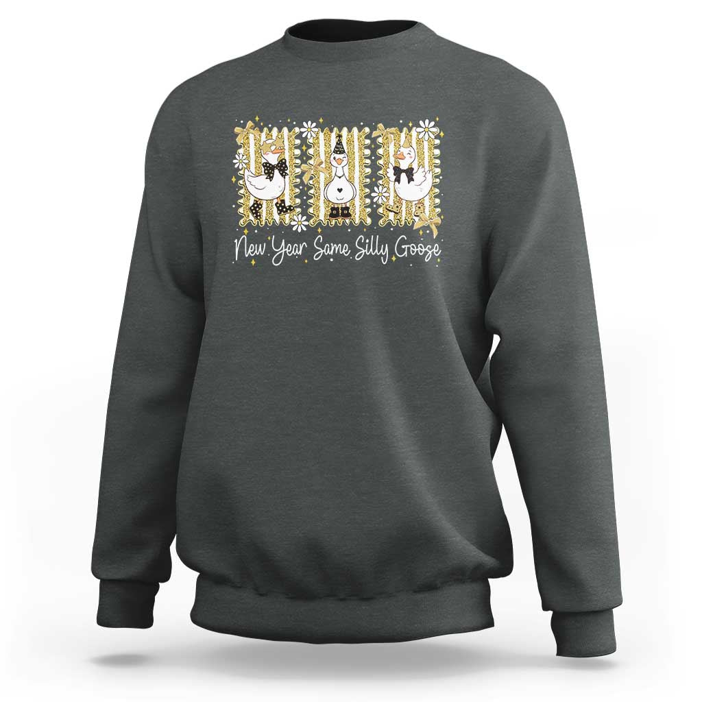 Funny New Year Same Silly Goose Sweatshirt New Year Eve Goose Squad Faux Glitter - Wonder Print Shop