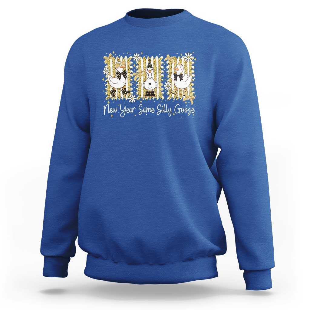 Funny New Year Same Silly Goose Sweatshirt New Year Eve Goose Squad Faux Glitter - Wonder Print Shop