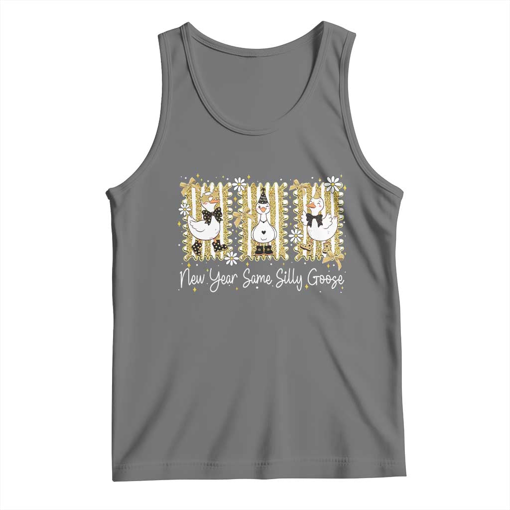 Funny New Year Same Silly Goose Tank Top New Year Eve Goose Squad Faux Glitter - Wonder Print Shop
