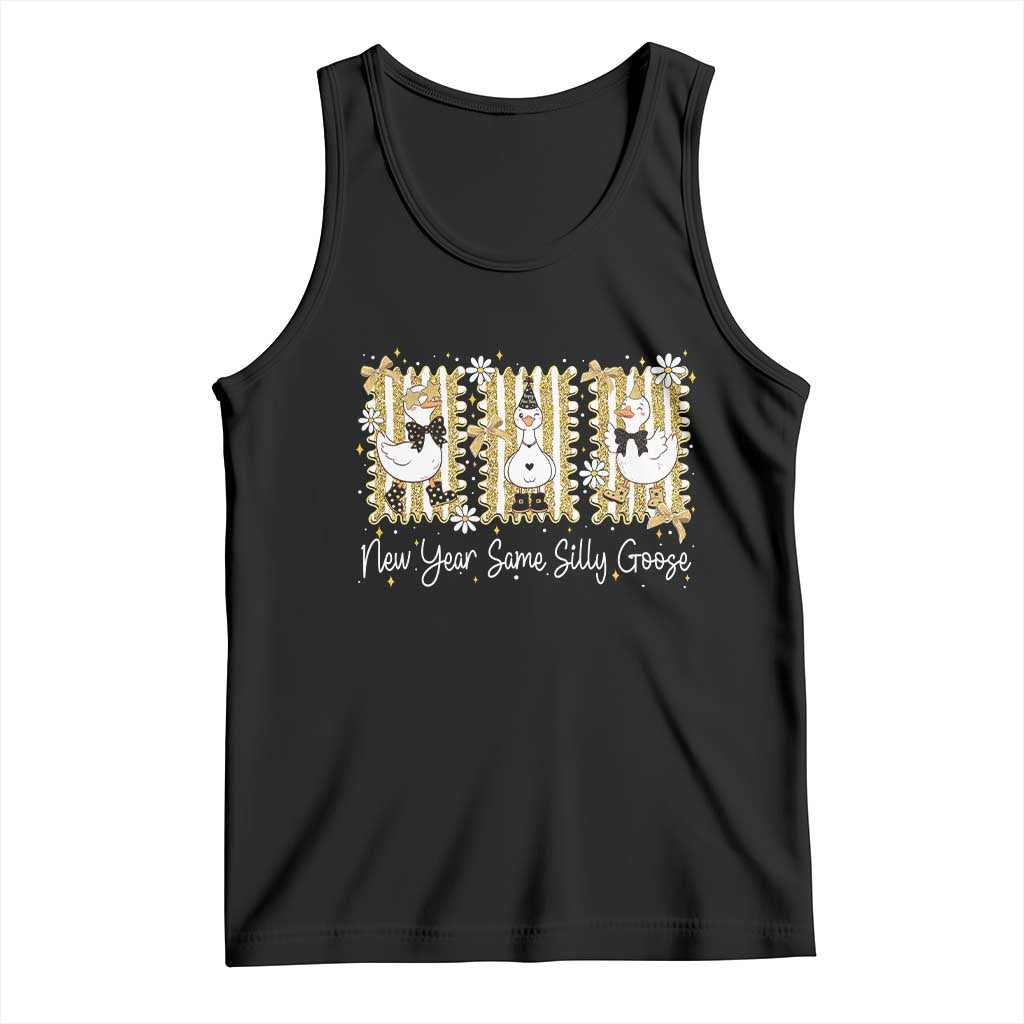 Funny New Year Same Silly Goose Tank Top New Year Eve Goose Squad Faux Glitter - Wonder Print Shop