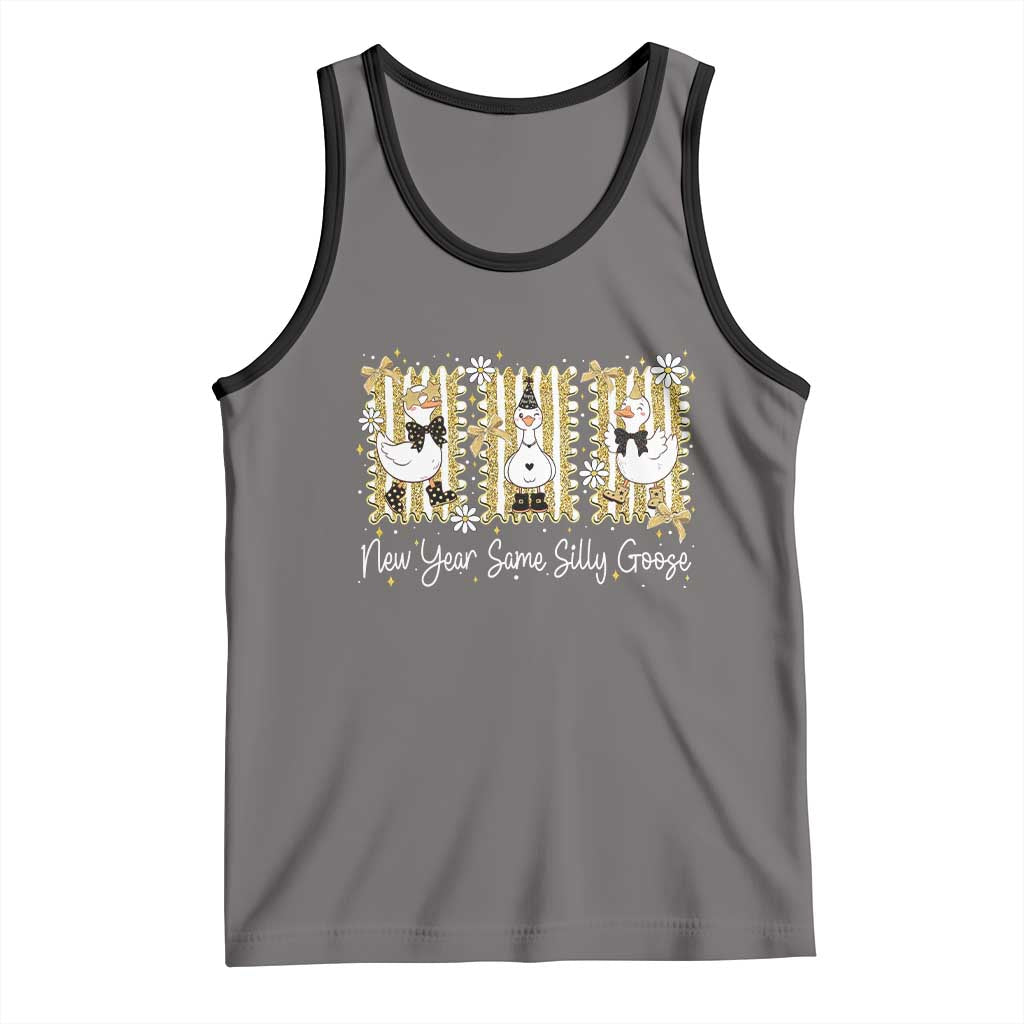 Funny New Year Same Silly Goose Tank Top New Year Eve Goose Squad Faux Glitter - Wonder Print Shop