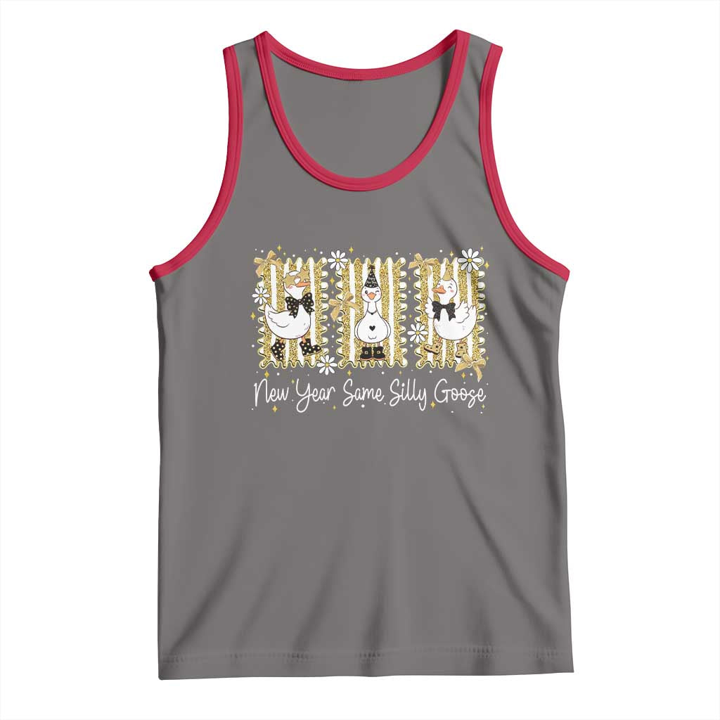 Funny New Year Same Silly Goose Tank Top New Year Eve Goose Squad Faux Glitter - Wonder Print Shop