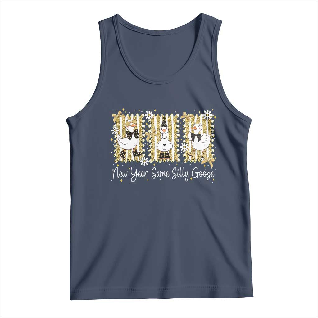 Funny New Year Same Silly Goose Tank Top New Year Eve Goose Squad Faux Glitter - Wonder Print Shop