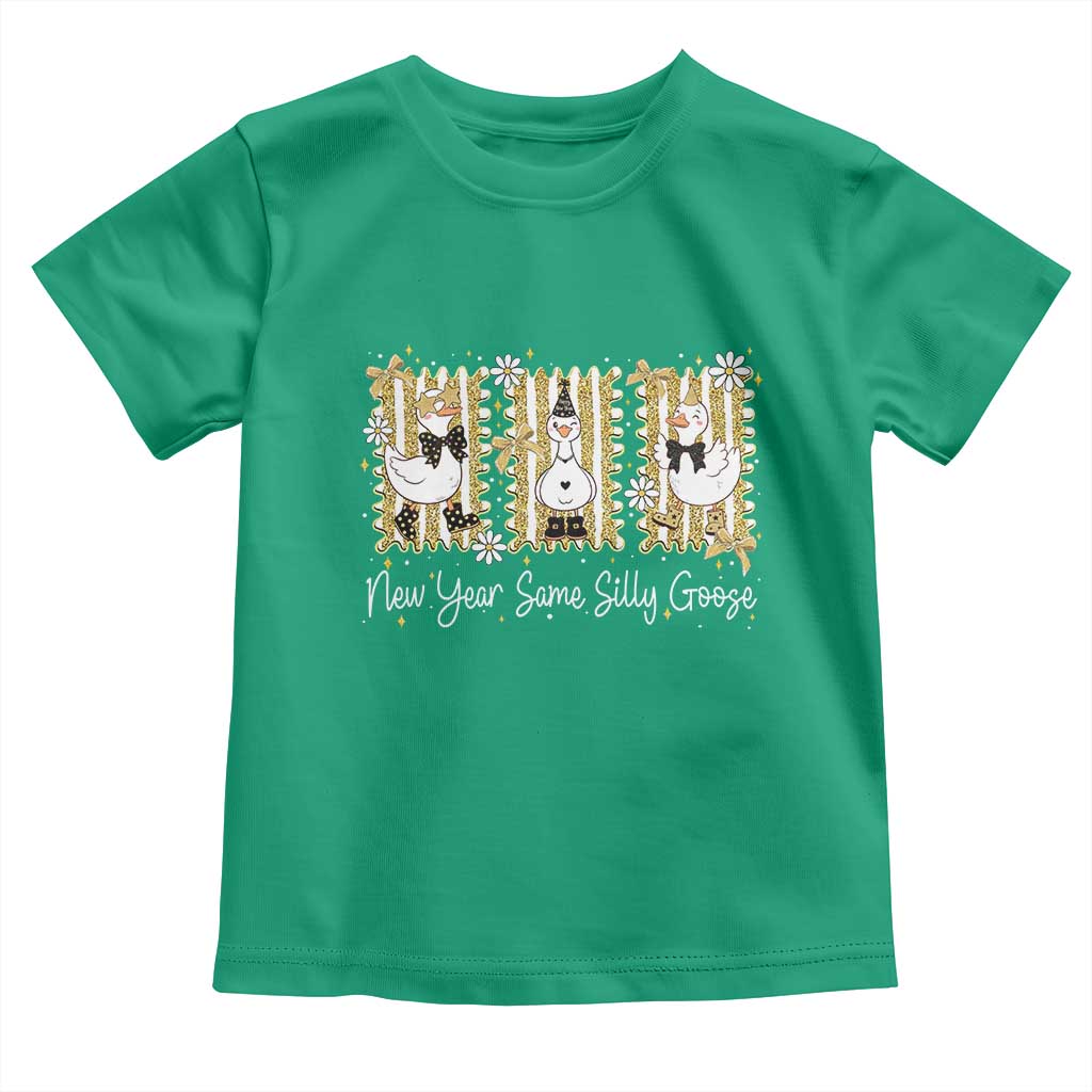Funny New Year Same Silly Goose Toddler T Shirt New Year Eve Goose Squad Faux Glitter - Wonder Print Shop