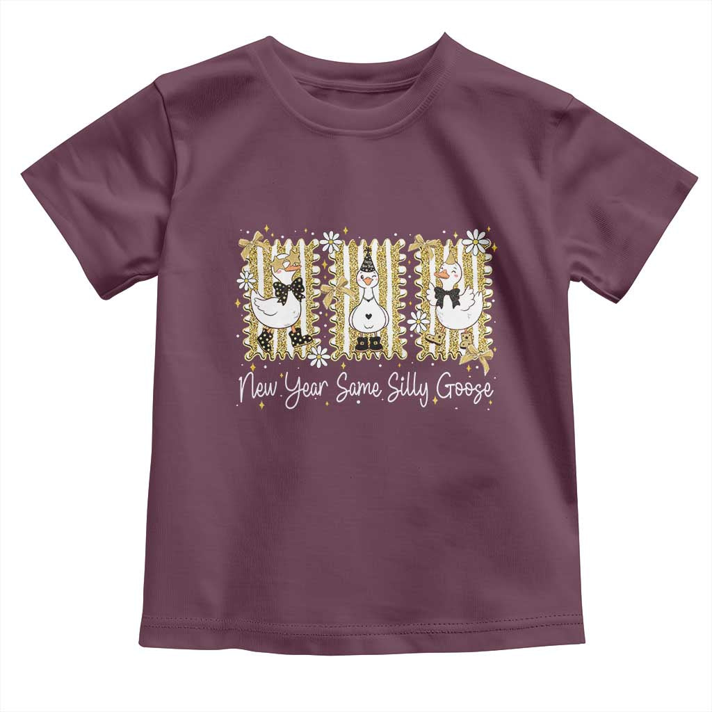 Funny New Year Same Silly Goose Toddler T Shirt New Year Eve Goose Squad Faux Glitter - Wonder Print Shop