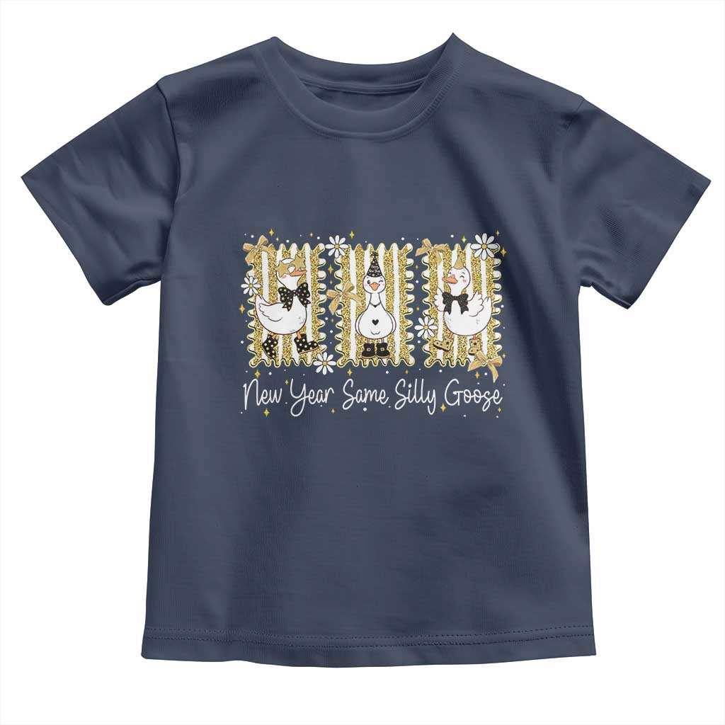 Funny New Year Same Silly Goose Toddler T Shirt New Year Eve Goose Squad Faux Glitter - Wonder Print Shop