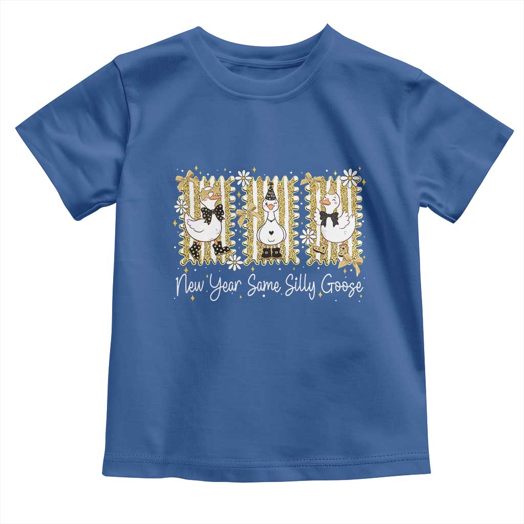 Funny New Year Same Silly Goose Toddler T Shirt New Year Eve Goose Squad Faux Glitter - Wonder Print Shop