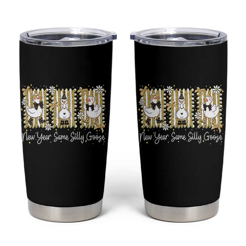 Funny New Year Same Silly Goose Tumbler Cup New Year Eve Goose Squad Faux Glitter - Wonder Print Shop