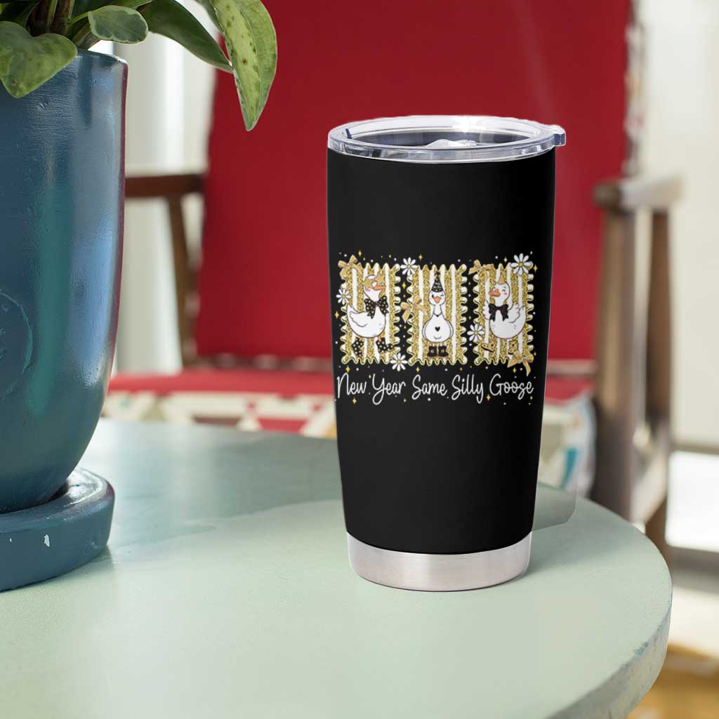 Funny New Year Same Silly Goose Tumbler Cup New Year Eve Goose Squad Faux Glitter - Wonder Print Shop