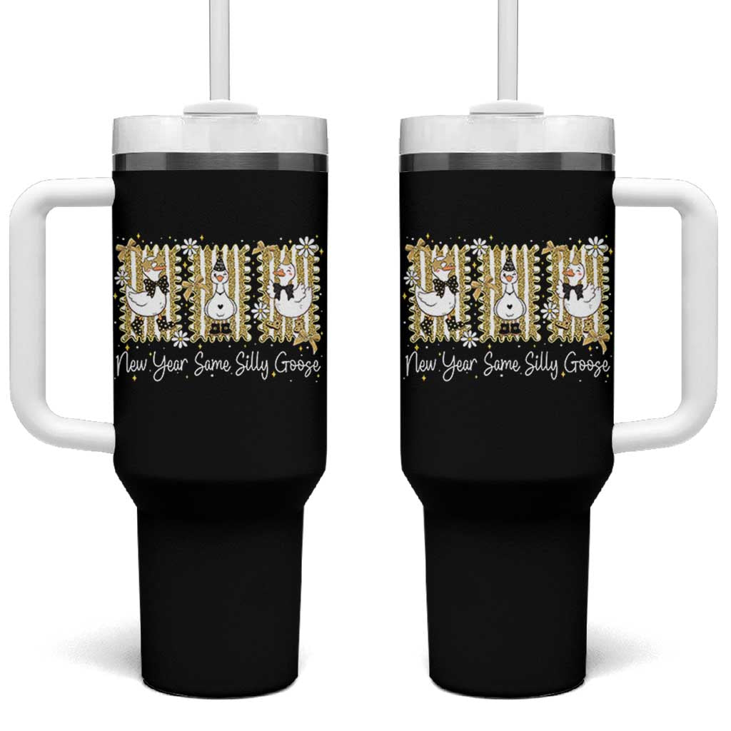 Funny New Year Same Silly Goose Tumbler With Handle New Year Eve Goose Squad Faux Glitter - Wonder Print Shop