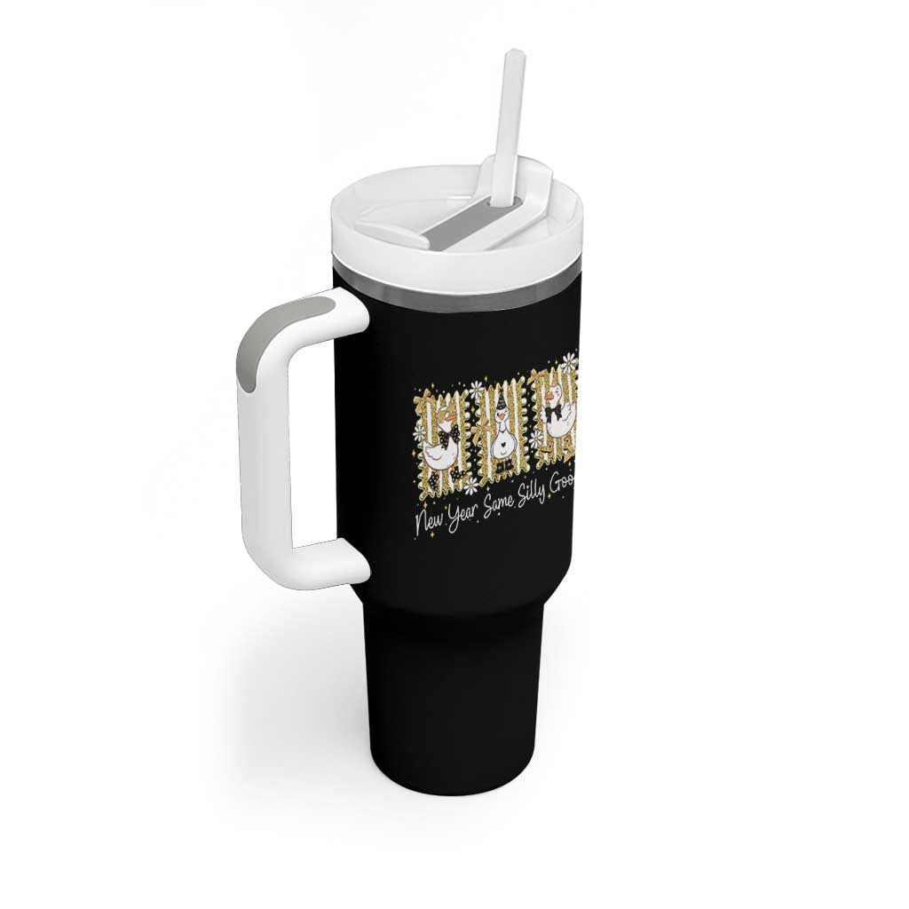 Funny New Year Same Silly Goose Tumbler With Handle New Year Eve Goose Squad Faux Glitter - Wonder Print Shop