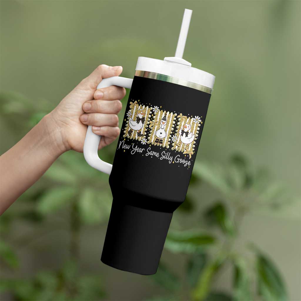 Funny New Year Same Silly Goose Tumbler With Handle New Year Eve Goose Squad Faux Glitter - Wonder Print Shop
