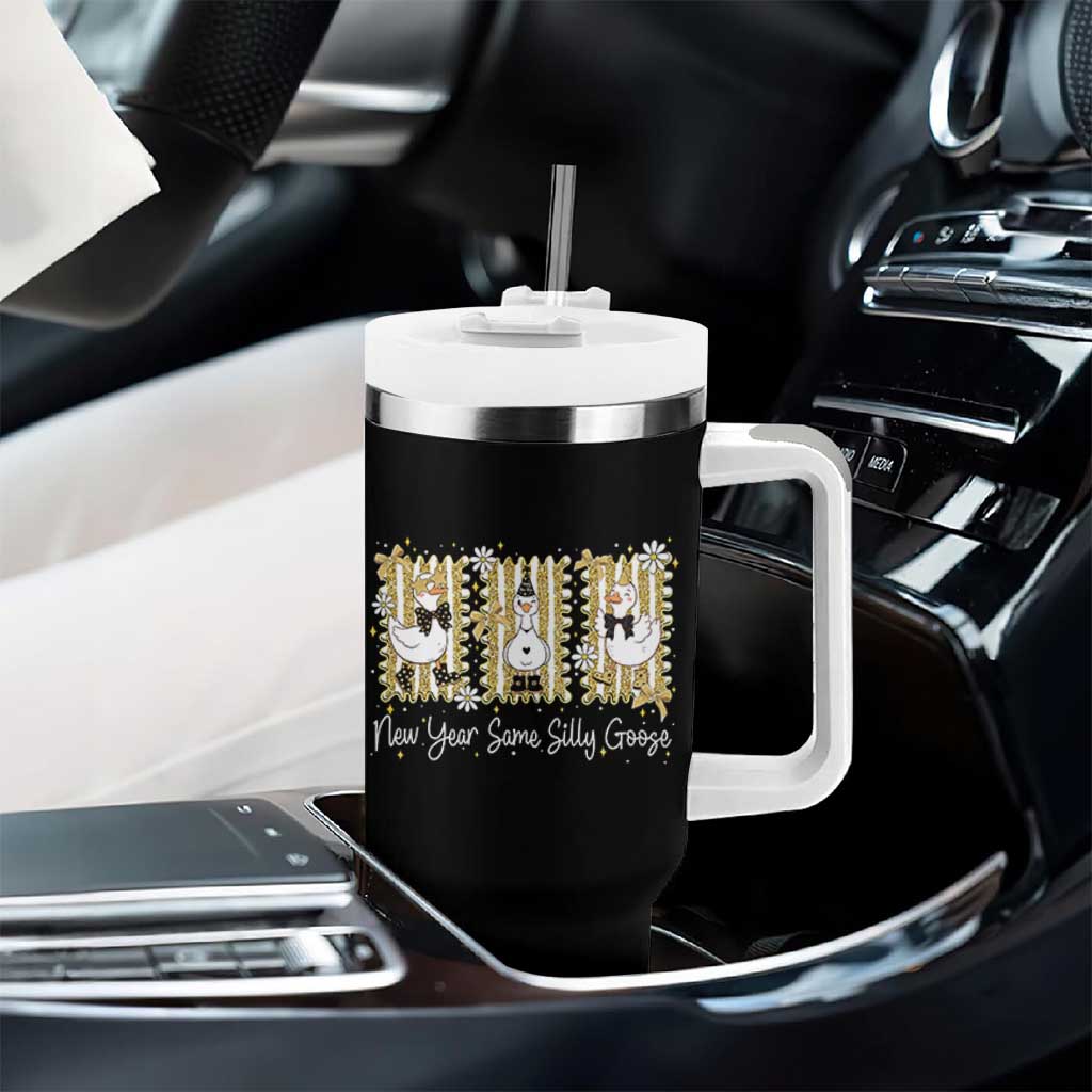 Funny New Year Same Silly Goose Tumbler With Handle New Year Eve Goose Squad Faux Glitter - Wonder Print Shop