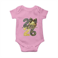 Happy New Year 2026 Baby Onesie Hello 2026 Disco Ball Coquette Bow Faux Glitter - Wonder Print Shop