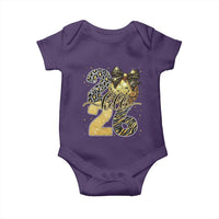Happy New Year 2026 Baby Onesie Hello 2026 Disco Ball Coquette Bow Faux Glitter - Wonder Print Shop
