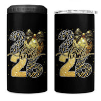 Happy New Year 2026 4 in 1 Can Cooler Tumbler Hello 2026 Disco Ball Coquette Bow Faux Glitter - Wonder Print Shop