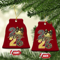 Happy New Year 2026 Ceramic Ornament Hello 2026 Disco Ball Coquette Bow Faux Glitter - Wonder Print Shop