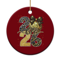 Happy New Year 2026 Ceramic Ornament Hello 2026 Disco Ball Coquette Bow Faux Glitter - Wonder Print Shop