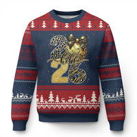 Happy New Year 2026 Ugly Christmas Sweater Hello 2026 Disco Ball Coquette Bow Faux Glitter - Wonder Print Shop