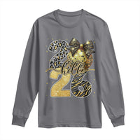Happy New Year 2026 Long Sleeve Shirt Hello 2026 Disco Ball Coquette Bow Faux Glitter - Wonder Print Shop
