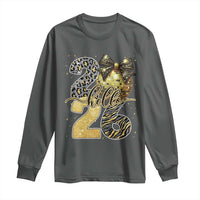 Happy New Year 2026 Long Sleeve Shirt Hello 2026 Disco Ball Coquette Bow Faux Glitter - Wonder Print Shop