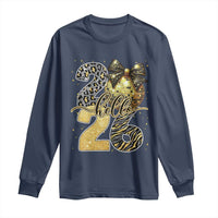 Happy New Year 2026 Long Sleeve Shirt Hello 2026 Disco Ball Coquette Bow Faux Glitter - Wonder Print Shop