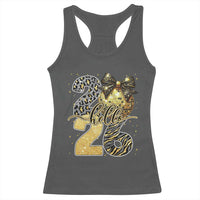 Happy New Year 2026 Racerback Tank Top Hello 2026 Disco Ball Coquette Bow Faux Glitter - Wonder Print Shop