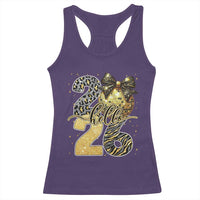 Happy New Year 2026 Racerback Tank Top Hello 2026 Disco Ball Coquette Bow Faux Glitter - Wonder Print Shop