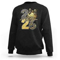 Happy New Year 2026 Sweatshirt Hello 2026 Disco Ball Coquette Bow Faux Glitter - Wonder Print Shop