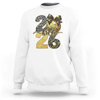Happy New Year 2026 Sweatshirt Hello 2026 Disco Ball Coquette Bow Faux Glitter - Wonder Print Shop