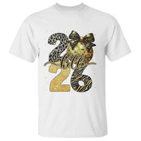 Happy New Year 2026 T Shirt Hello 2026 Disco Ball Coquette Bow Faux Glitter - Wonder Print Shop