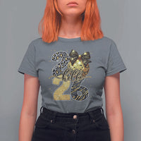 Happy New Year 2026 T Shirt For Women Hello 2026 Disco Ball Coquette Bow Faux Glitter - Wonder Print Shop