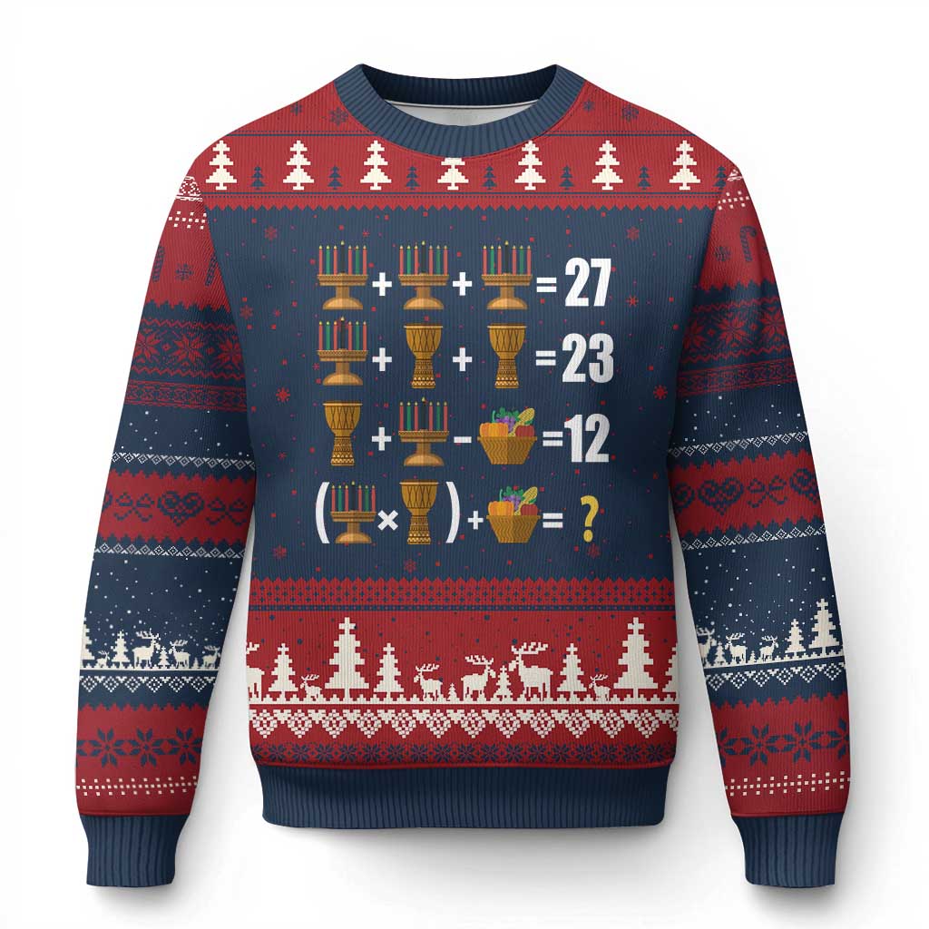 Funny 67 Kwanzaa Math Ugly Christmas Sweater Six Seven Meme Kinara Candles African American Xmas - Wonder Print Shop