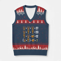 Funny 67 Kwanzaa Math V-Neck Knit Sweater Vest Six Seven Meme Kinara Candles African American Xmas - Wonder Print Shop