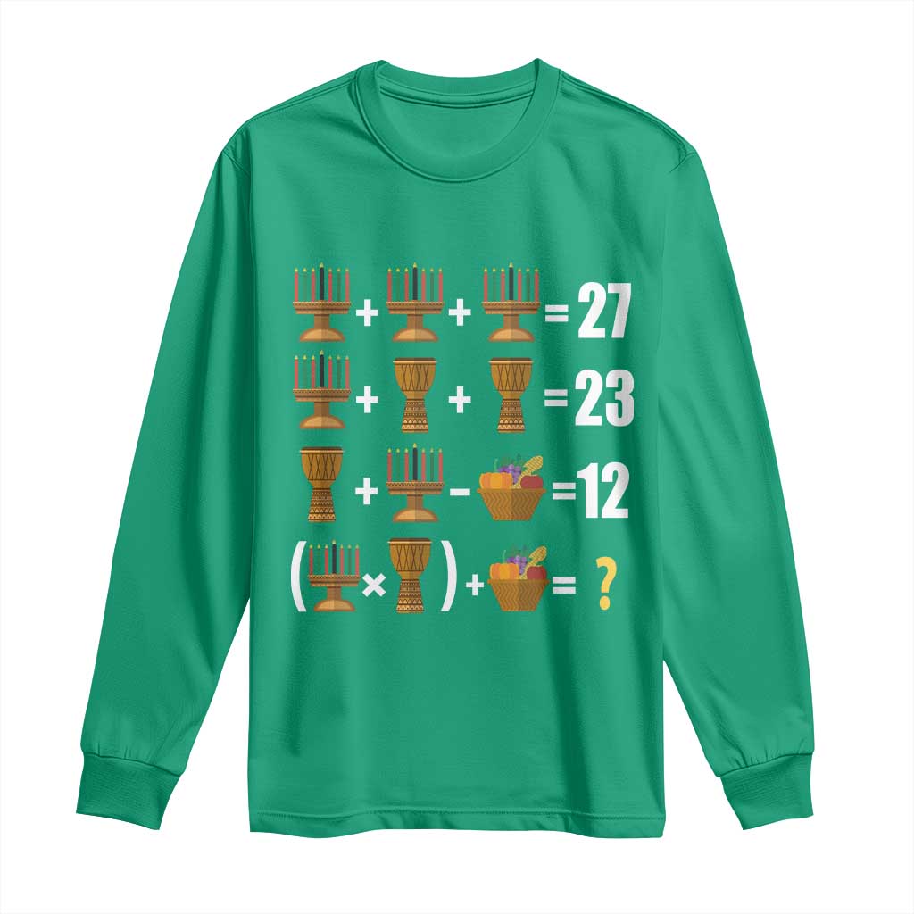 Funny 67 Kwanzaa Math Long Sleeve Shirt Six Seven Meme Kinara Candles African American Christmas - Wonder Print Shop