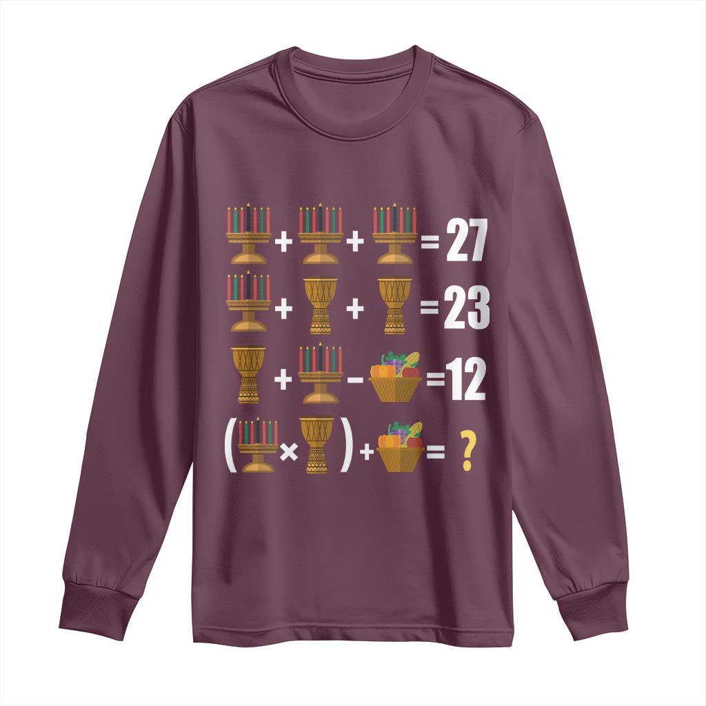 Funny 67 Kwanzaa Math Long Sleeve Shirt Six Seven Meme Kinara Candles African American Christmas - Wonder Print Shop
