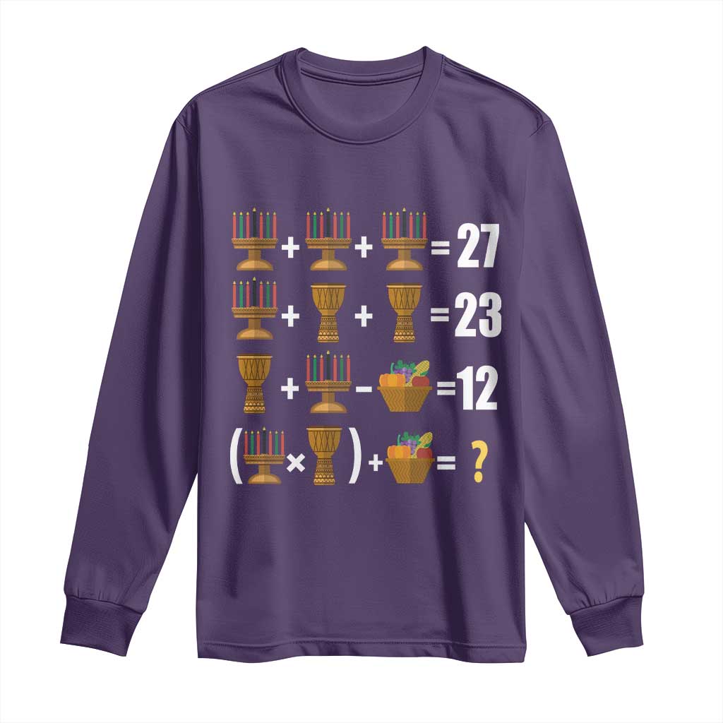 Funny 67 Kwanzaa Math Long Sleeve Shirt Six Seven Meme Kinara Candles African American Christmas - Wonder Print Shop