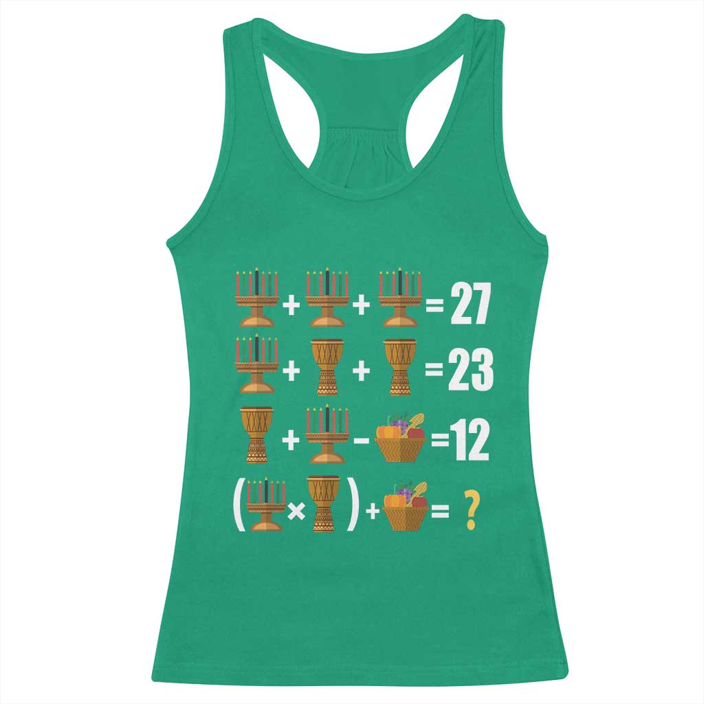 Funny 67 Kwanzaa Math Racerback Tank Top Six Seven Meme Kinara Candles African American Christmas - Wonder Print Shop