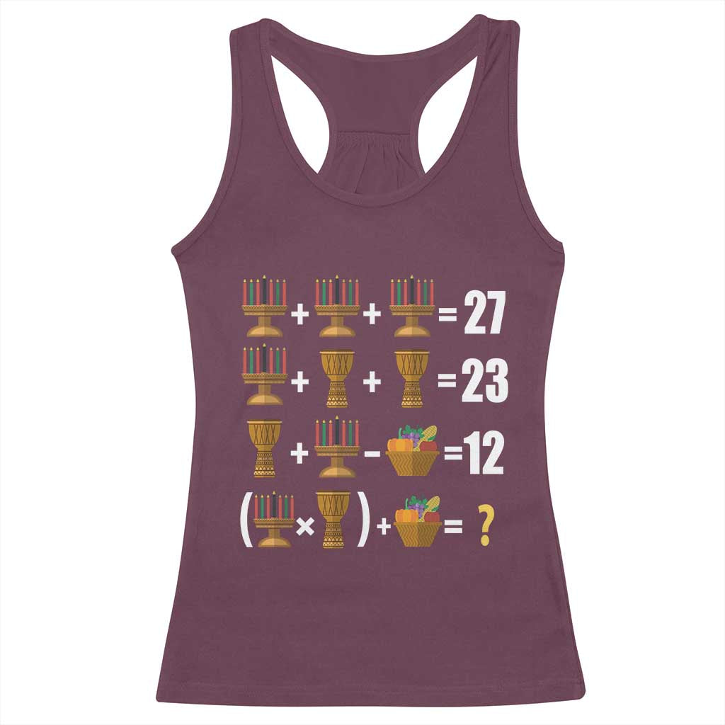 Funny 67 Kwanzaa Math Racerback Tank Top Six Seven Meme Kinara Candles African American Christmas - Wonder Print Shop
