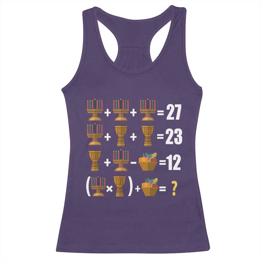 Funny 67 Kwanzaa Math Racerback Tank Top Six Seven Meme Kinara Candles African American Christmas - Wonder Print Shop