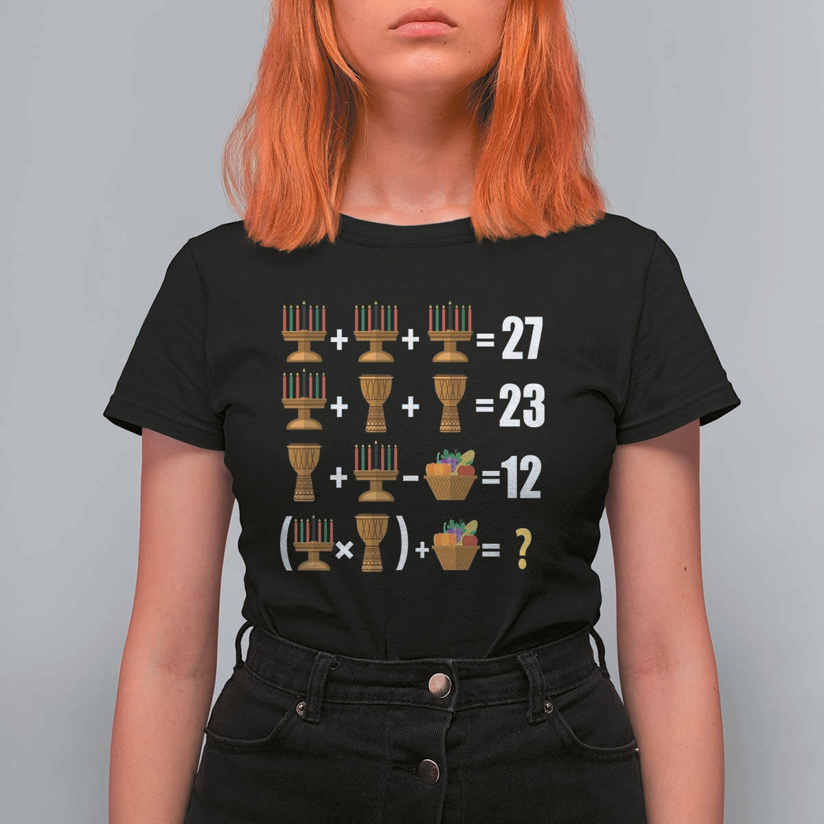 Funny 67 Kwanzaa Math T Shirt For Women Six Seven Meme Kinara Candles African American Christmas - Wonder Print Shop