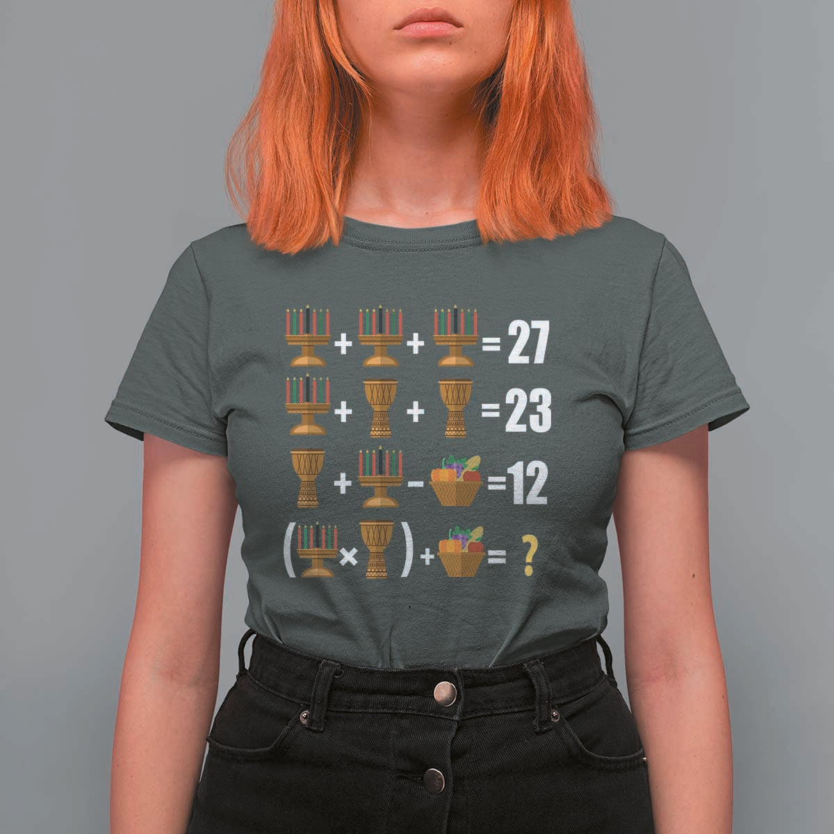 Funny 67 Kwanzaa Math T Shirt For Women Six Seven Meme Kinara Candles African American Christmas - Wonder Print Shop
