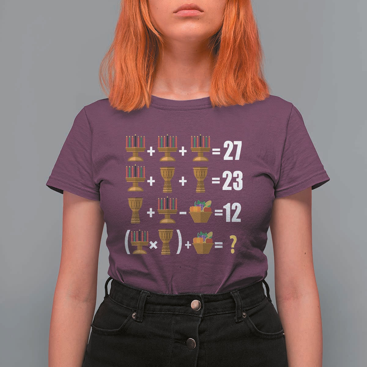 Funny 67 Kwanzaa Math T Shirt For Women Six Seven Meme Kinara Candles African American Christmas - Wonder Print Shop