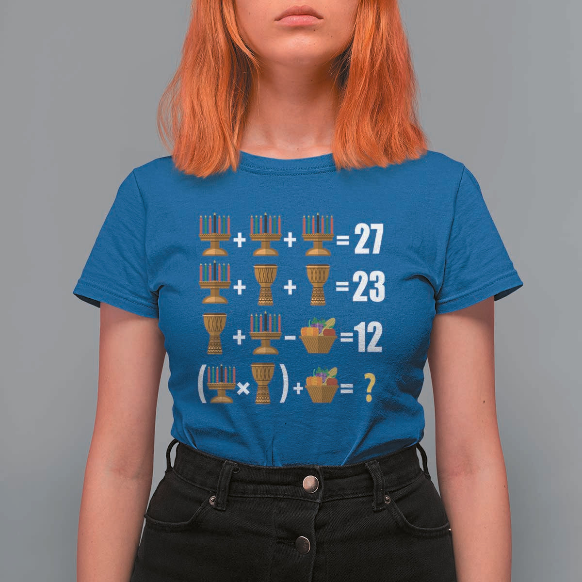 Funny 67 Kwanzaa Math T Shirt For Women Six Seven Meme Kinara Candles African American Christmas - Wonder Print Shop