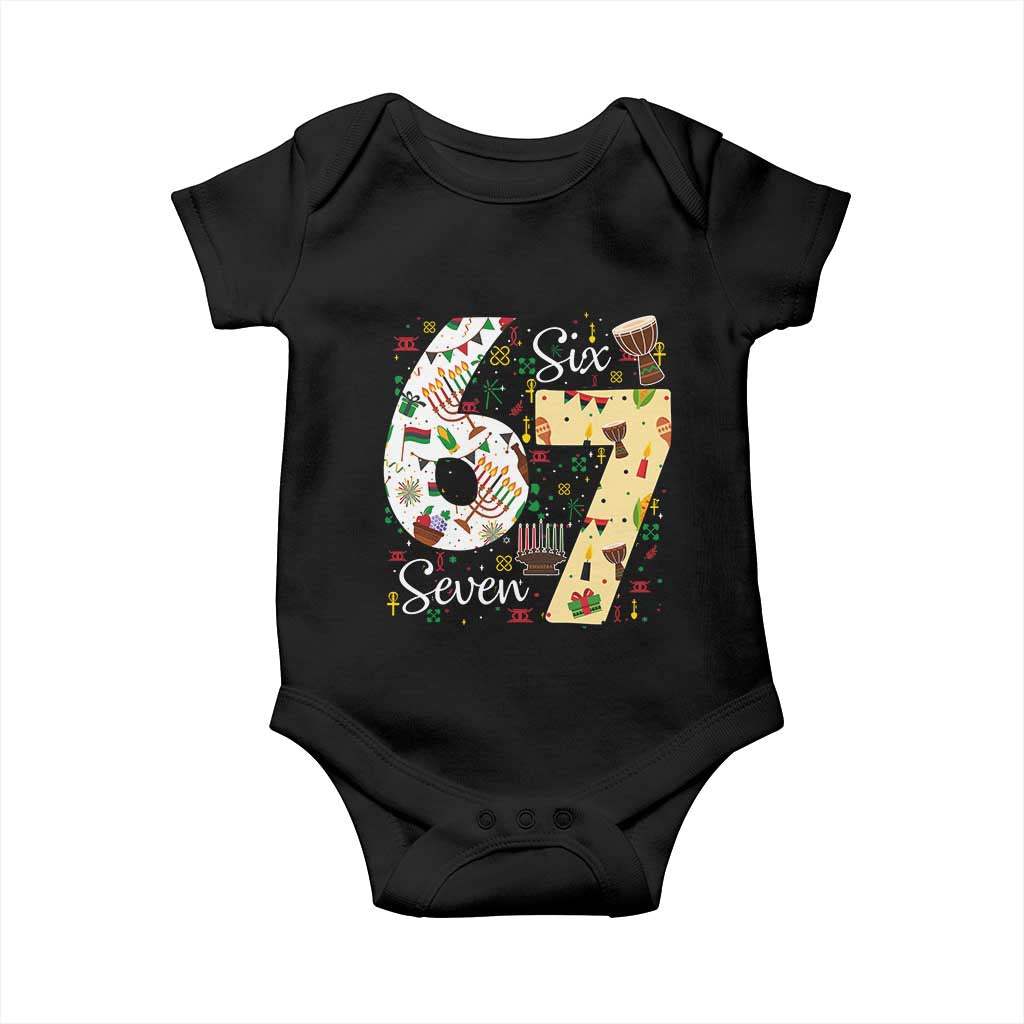Funny 67 Kwanzaa Baby Onesie Six Seven Meme Kinara Candles African American Christmas - Wonder Print Shop