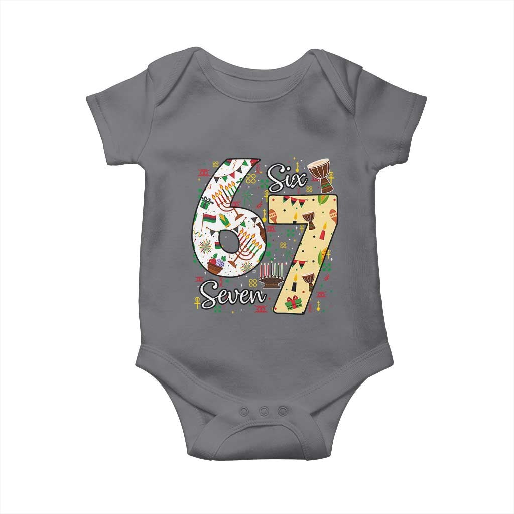 Funny 67 Kwanzaa Baby Onesie Six Seven Meme Kinara Candles African American Christmas - Wonder Print Shop